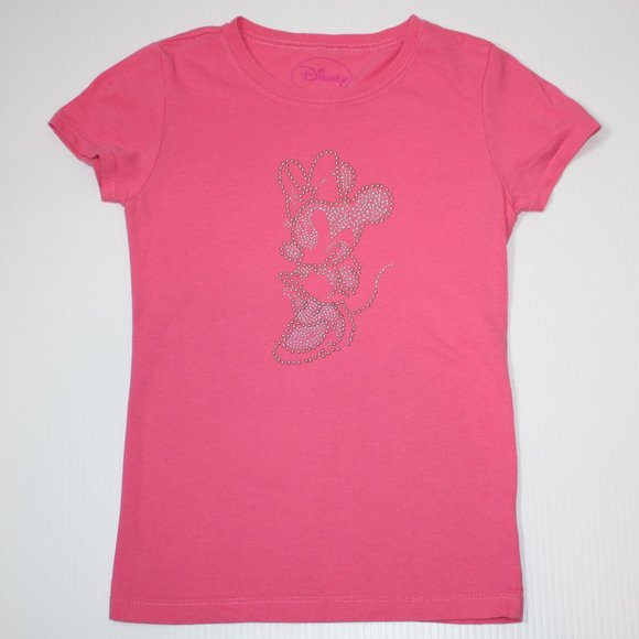 Disney Girl's Pink Minnie Mouse Embellished T-Shirt Top size S